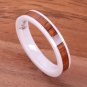 Natural Koa Wood High-tech White Ceramic Wedding Ring Flat 4mm TUR4017