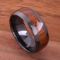 Natural Koa Wood High-tech Black Ceramic Wedding Ring Oval 8mm TUR4005
