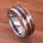Natural Hawaiian Koa Wood Inlaid Tungsten Double Row Wedding Ring 8mm TUR4003