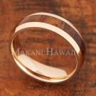 6mm Koa Wood Pink Gold Plated Stainless Steel Wedding Ring Oval SLR6114