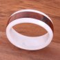 Natural Hawaiian Koa Wood Inlaid High Tech White Ceramic Oval Ring 8mm TUR4013