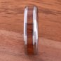 Natural Hawaiian Koa Wood Inlaid Tungsten Beveled Edge Wedding Ring 5mm TUR379