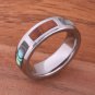 Natural Hawaiian Koa Wood and Abalone Inlaid Tungsten Block Ring 6mm TUR4027