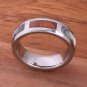 Natural Hawaiian Koa Wood and Abalone Inlaid Tungsten Block Ring 6mm TUR4027