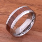 Natural Koa Wood (Big Island Koa) Tungsten Wedding Ring Beveled Edge 8mm TUR377