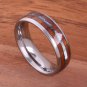 Koa Wood Inlaid Center Abalone Tungsten Wedding Ring Set TUR4024/TUR4025