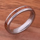 Natural Hawaiian Koa Wood(Big Island Koa) Tungsten Wedding Ring Oval 4mm TUR4021