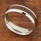 6mm Koa Wood Stainless Steel Wedding Ring Beveled Edge SLR6112
