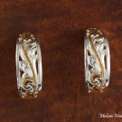 Sterling Silver Two-Tone YG Plated Scroll Half Moon Post Earrings SE39005