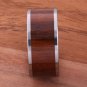 Natural Hawaiian Koa Wood Inlaid Tungsten Flat Wedding Ring 12mm TIP186-12