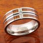 Koa Wood Titanium Wedding Ring with CZ Inlaid Mens Wedding Ring 8mm TIR6001