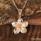 14K Pink Gold Plumeria Flower Pendant 16mm Hawaiian Jewelry GP3148