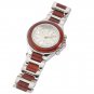 Women's Natural Rosewood Silver-Tone Chronograph Look CZ Dial Watch W9005LS1