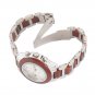 Women's Natural Rosewood Silver-Tone Chronograph Look CZ Dial Watch W9005LS1