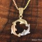 14K Tri-Color Gold Dolphin Pendant Hawaiian Jewelry GP3175
