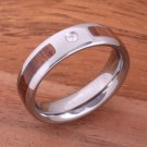 Natural Hawaiian Koa Wood Inlaid Tungsten with CZ Oval Wedding Ring 6mm TPX151