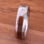 Natural Hawaiian Koa Wood Inlaid Tungsten with CZ Oval Wedding Ring 6mm TPX151