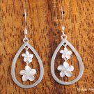 Sterling Silver 6+8mm Plumeria Drop Hook Earrings SE31401