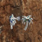 Sterling Silver Blue Opal Palm Tree Post Earrings SOE124