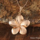 14K Pink Gold Plumeria Flower Pendant 18mm Hawaiian Jewelry GP3146