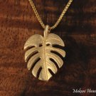14K Yellow Gold Monstera Leaf Pendant Hawaiian Jewelry GP3167