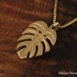14K Yellow Gold Monstera Leaf Pendant Hawaiian Jewelry GP3167