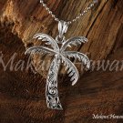14K White Gold Palm Tree Pendant (M) Hawaiian Jewelry GP3105