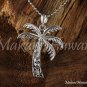 14K White Gold Palm Tree Pendant (M) Hawaiian Jewelry GP3105