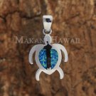 Sterling Silver Blue Opal Sea Turtle (Honu) Pendant Hawaiian Jewlery SOP1019