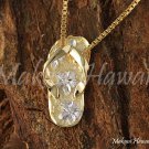 14K Yellow Gold/White Gold Hawaiian Slipper Pendant (M) Hawaiian Jewelry GP3138