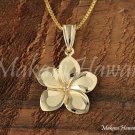 14K Yellow Gold Plumeria Flower Pendant 16mm Hawaiian Jewelry GP3149