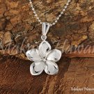 14K White Gold Plumeria Flower Pendant 12mm Hawaiian Jewelry GP3153