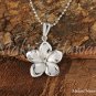 14K White Gold Plumeria Flower Pendant 12mm Hawaiian Jewelry GP3153