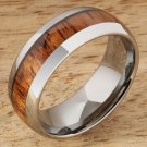 8mm Natural Hawaiian Koa Wood Inlaid Tungsten Wedding Ring Oval Shape(Classic style)TUR4001