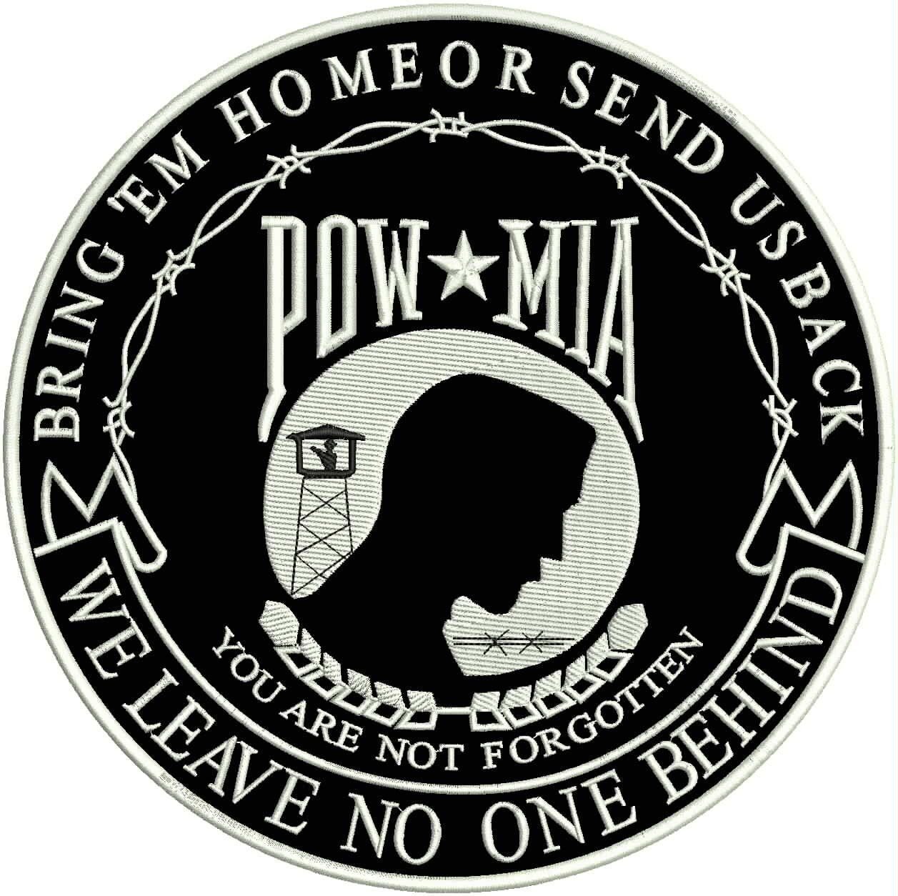 Pow Mia You Are Not Forgotten Iron On Center Patch For Biker Vest 8474