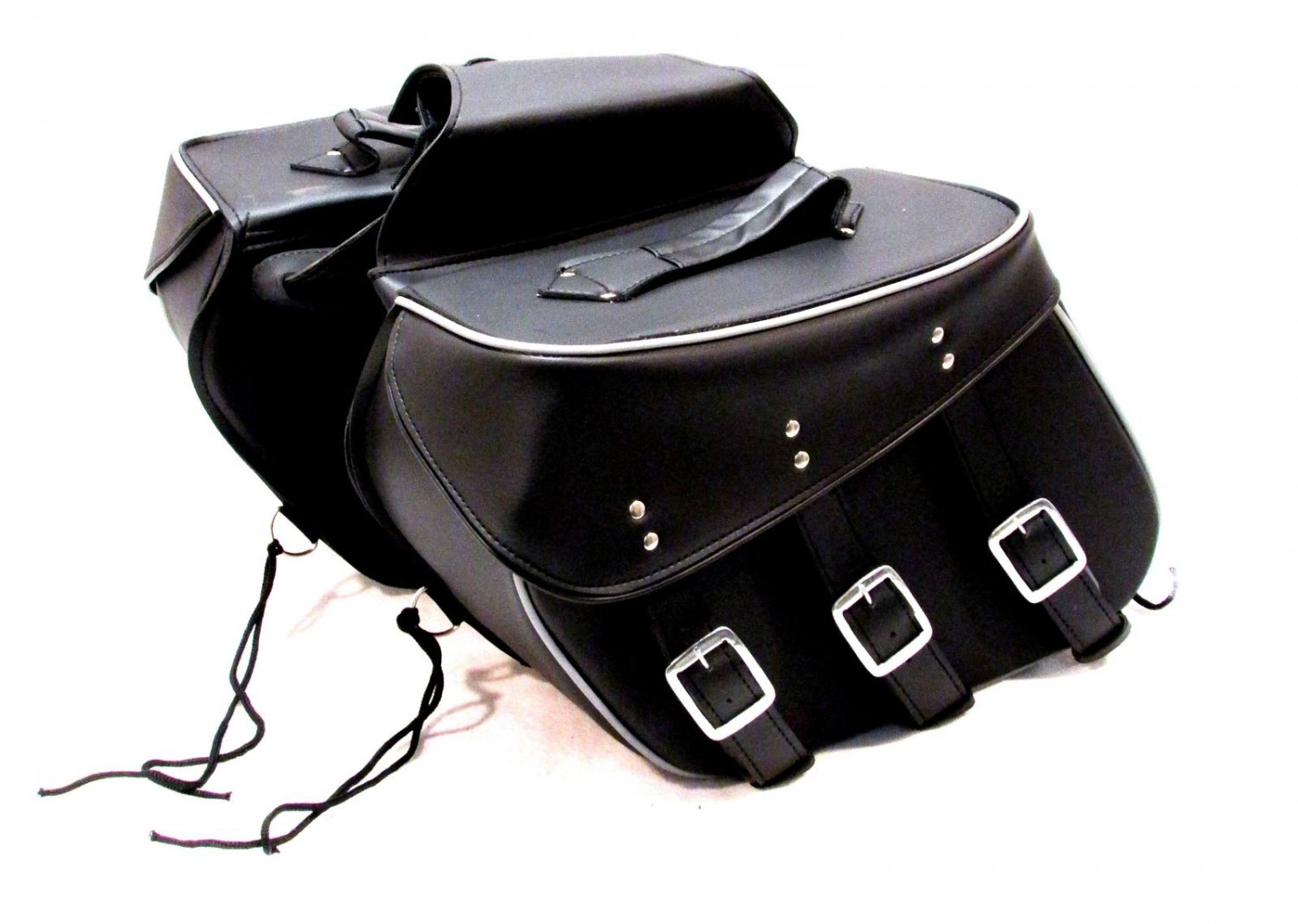 Motorcycle Genuine Cowhide Leather Saddlebags Set Detachable Night