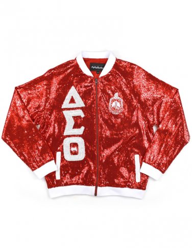 DELTA SIGMA THETA SATIN SEQUINS JACKET RED