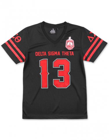 DELTA SIGMA THETA FOOTBALL JERSEY TEE BLACK