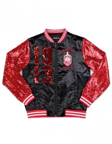 DELTA SIGMA THETA SATIN SEQUINS JACKET BLACK
