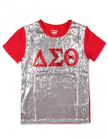 DELTA SIGMA THETA SEQUIN TEE WHITE