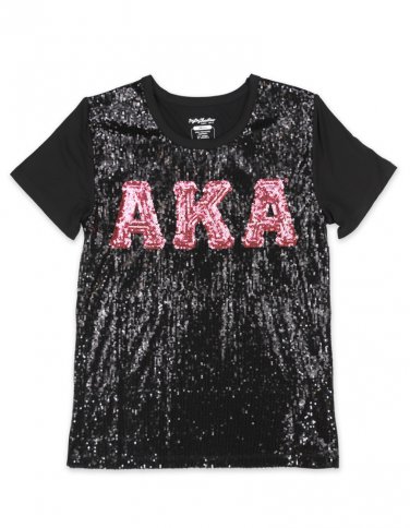 ALPHA KAPPA ALPHA  SEQUIN TEE BLACK