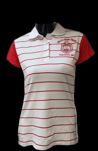 Delta Sigma Theta Striped Polo Tee Shirt