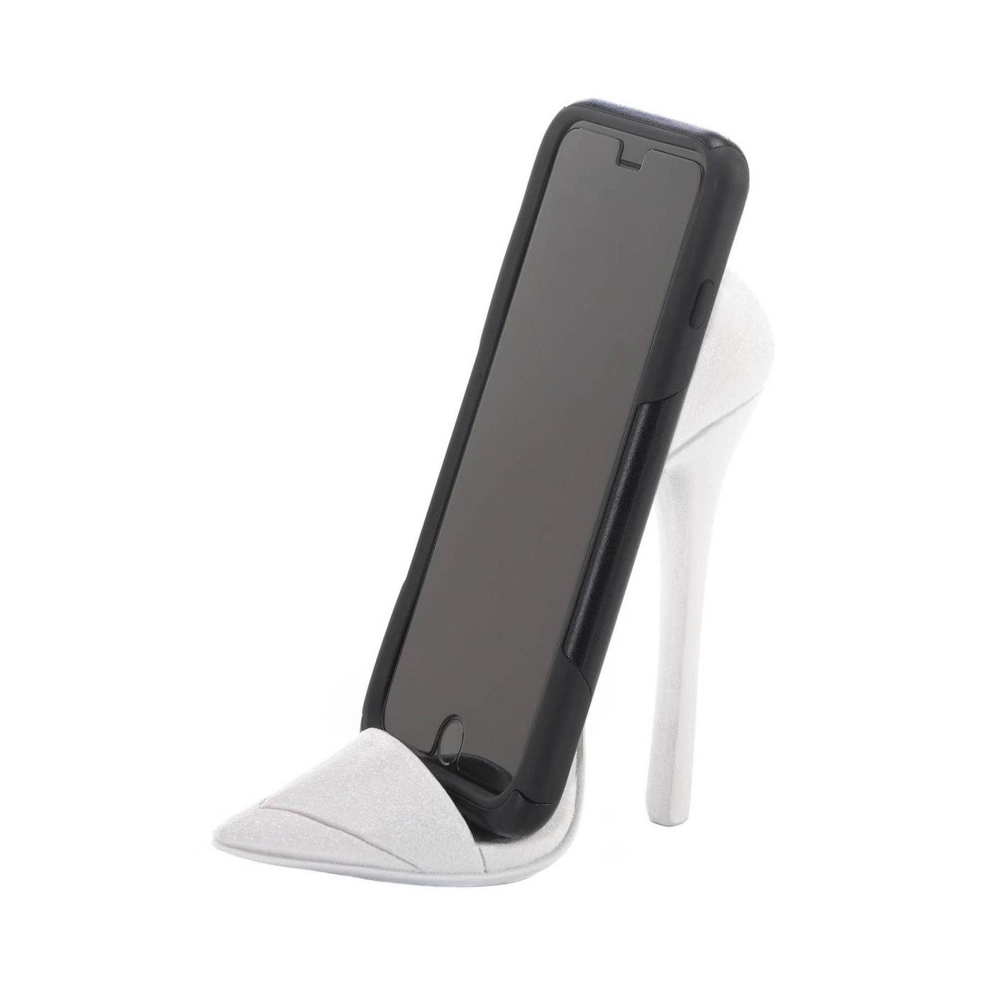 White Sparkle Stylish Shoe Cell Phone Holder