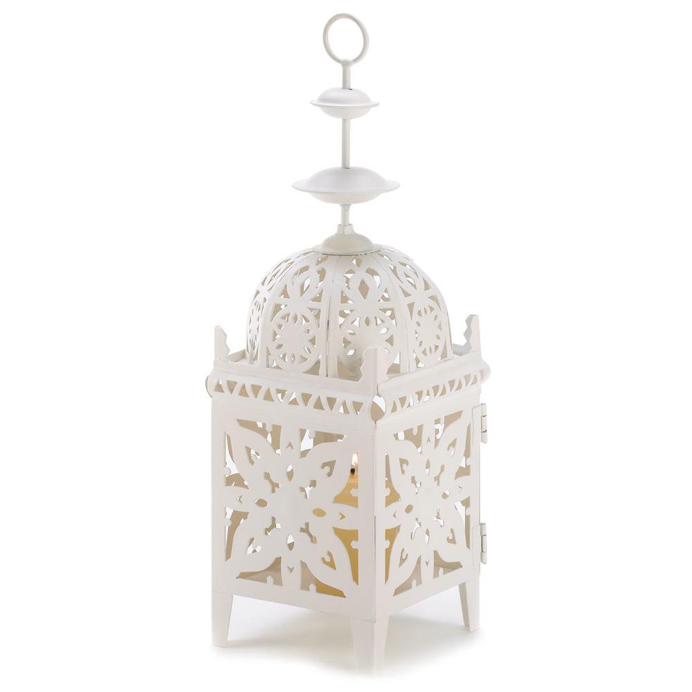 White Moroccan Ornate Candle Lantern