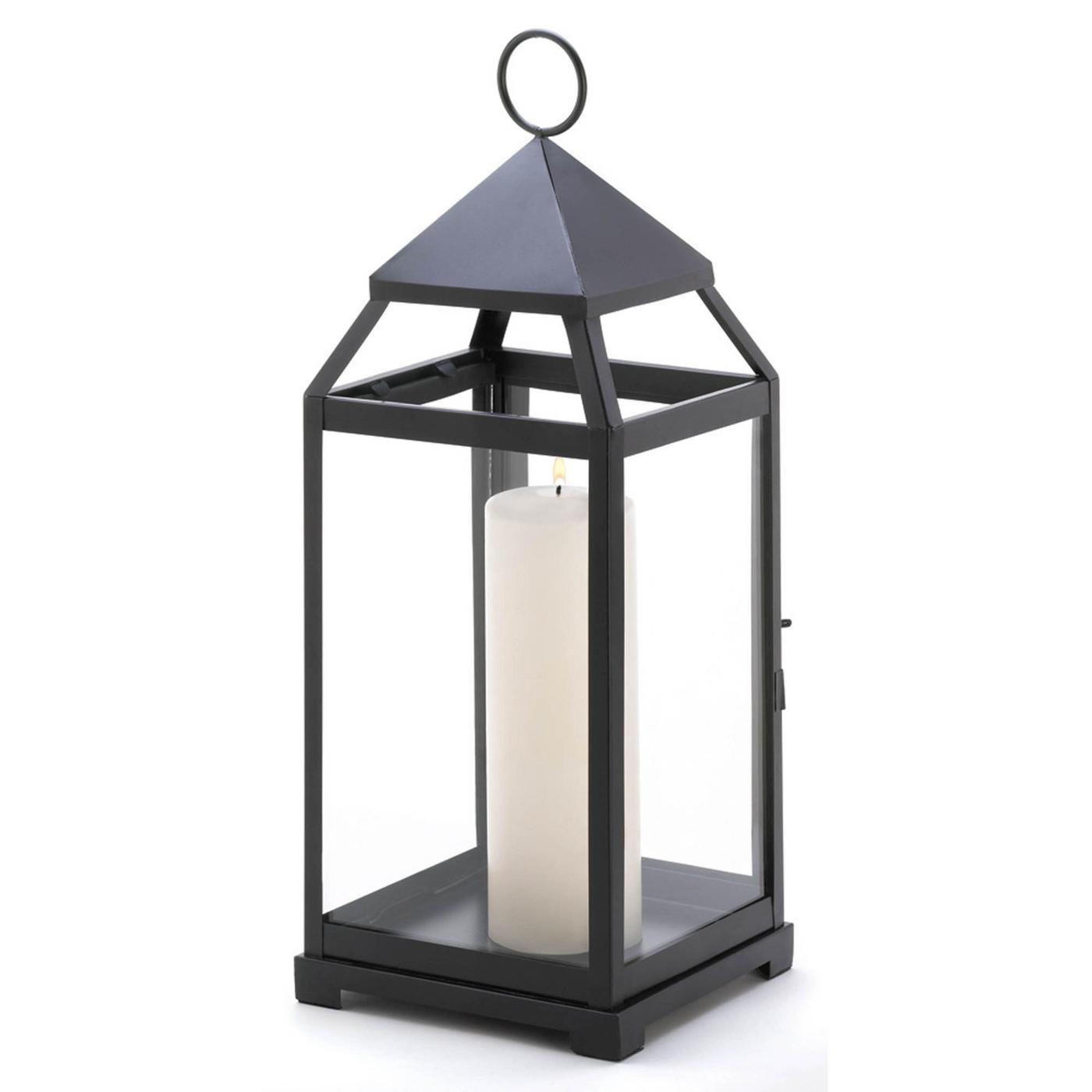 Large Black Contemporary Candle Lantern