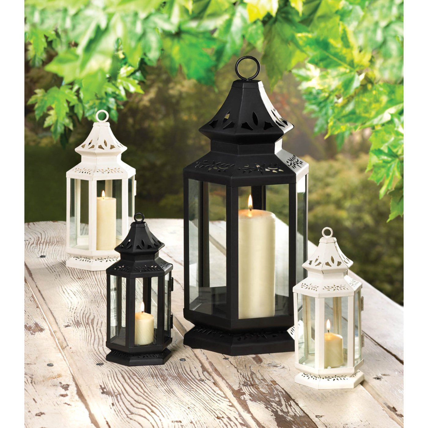 Medium White Victorian Candle Lantern