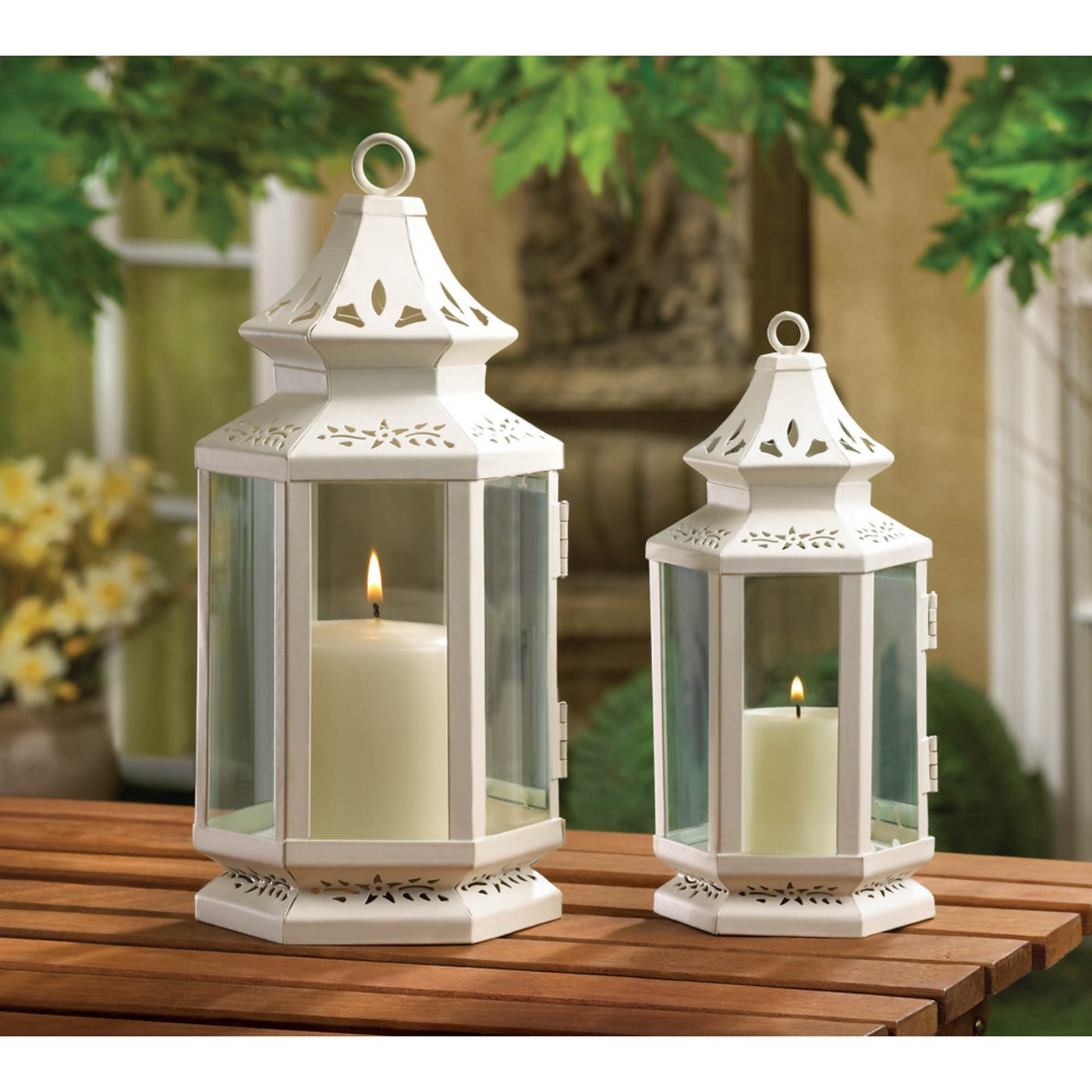 Medium White Victorian Candle Lantern