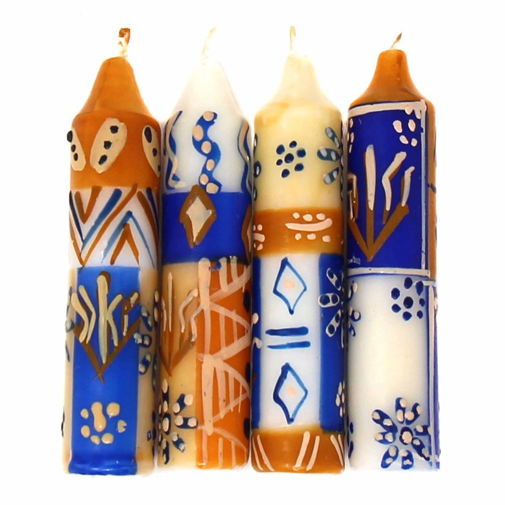 HANDPAINTED 4" DINNER OR SHABBAT CANDLES, SET OF 4 (DURRA DESIGN)