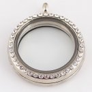 30mm Silver Rhinestone Floating Memory Locket
