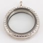 30mm Silver Rhinestone Floating Memory Locket